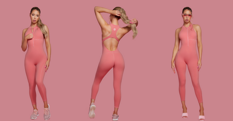 Elevate Your Style with the KG Pink Jumpsuit - workout jumpsuit - pink workout jumpsuit - activewear jumpsuit - pink activewear jumpsuit - kate galliano activewear