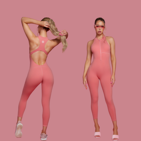 pink jumpsuit - Barbie Pink Romper & Barbie Pink Jumpsuit by Kate Galliano Activewear - Where To Find Barbie Pink Romper & Jumpsuit