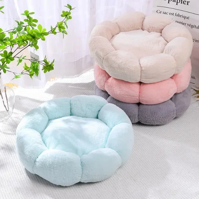 Ultra Plush Flower Shaped Winter Warm Colors for Small Dog & Cat Bed - Soft Cozy Pastel Pet Bed for Ultimate Comfort