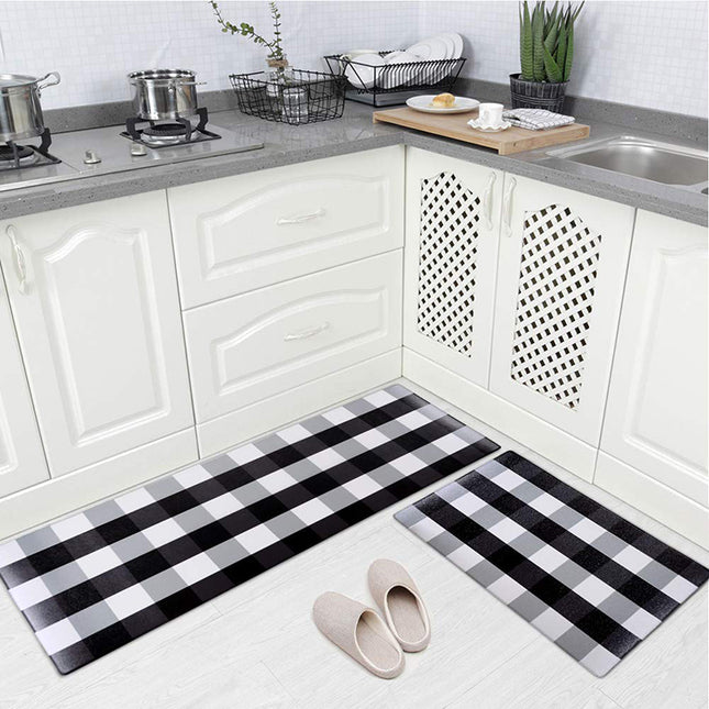 1pc Kitchen Rugs And Mats Non Skid Washable Non-Slip, Black And White Area  Kitchen Floor Mats Rug , Backing Mat For Doorway Mats Runner Rug, Geometric