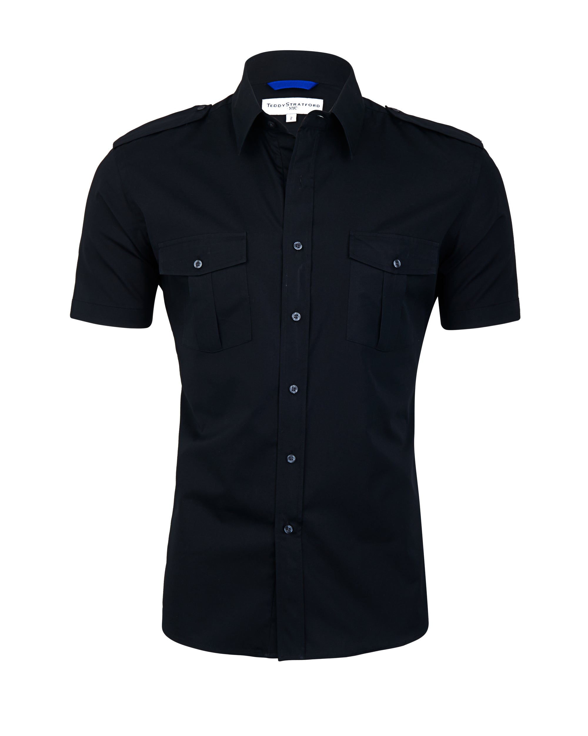 Short Sleeved Pilot Shirt in Black – Teddy Stratford