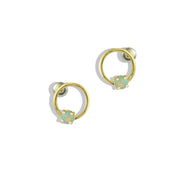 Open Circle Opal Stud Charm Earrings