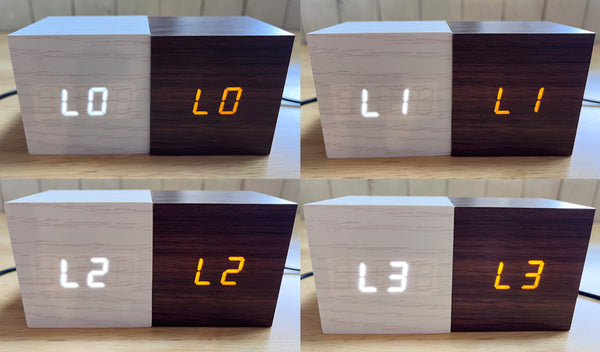 表示の明るさが4段階から選べる「木目調デジタル時計」
