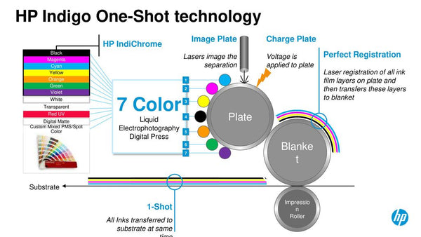 Ein Diagramm des digitalen Offsetdruckprozesses mit ElectroInk von HP Indigo