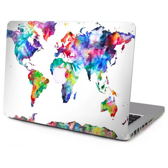 Colourful world laptop skin on a MAC