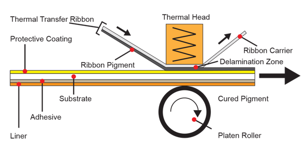 Le schéma du processus d'impression par transfert thermique