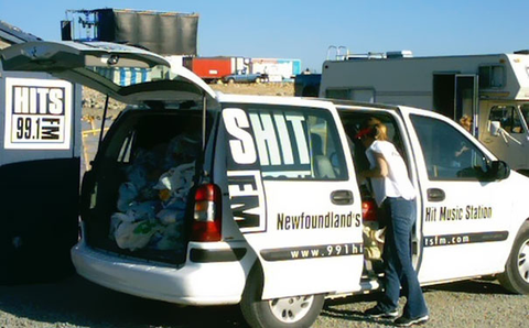 van sliding door gives these vehicle stickers a different meaning