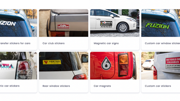 Various different types of sticker you can use to brand or customise your car