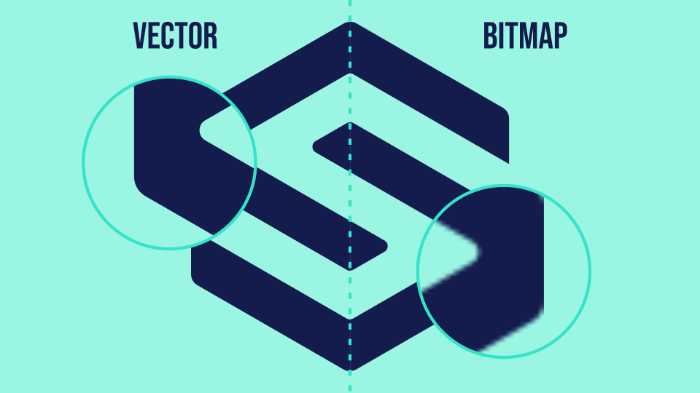 Illustration vectorielle vs bitmap avec le logo autocollant it