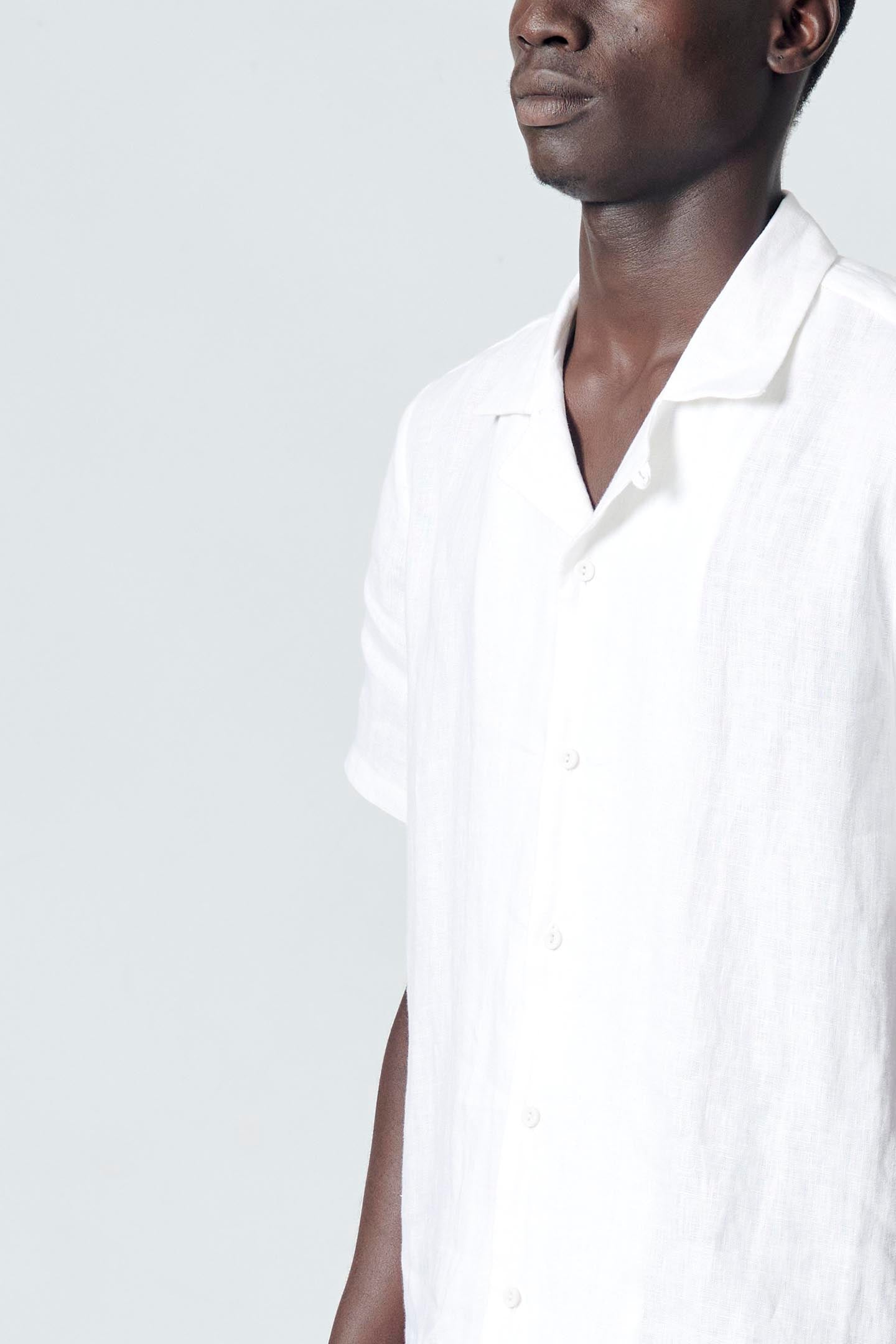 Mens Linen Shirt, White, Hannah Lavery