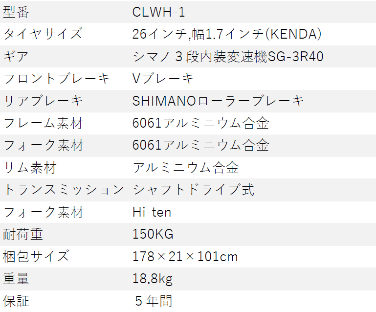 clwh-1仕様