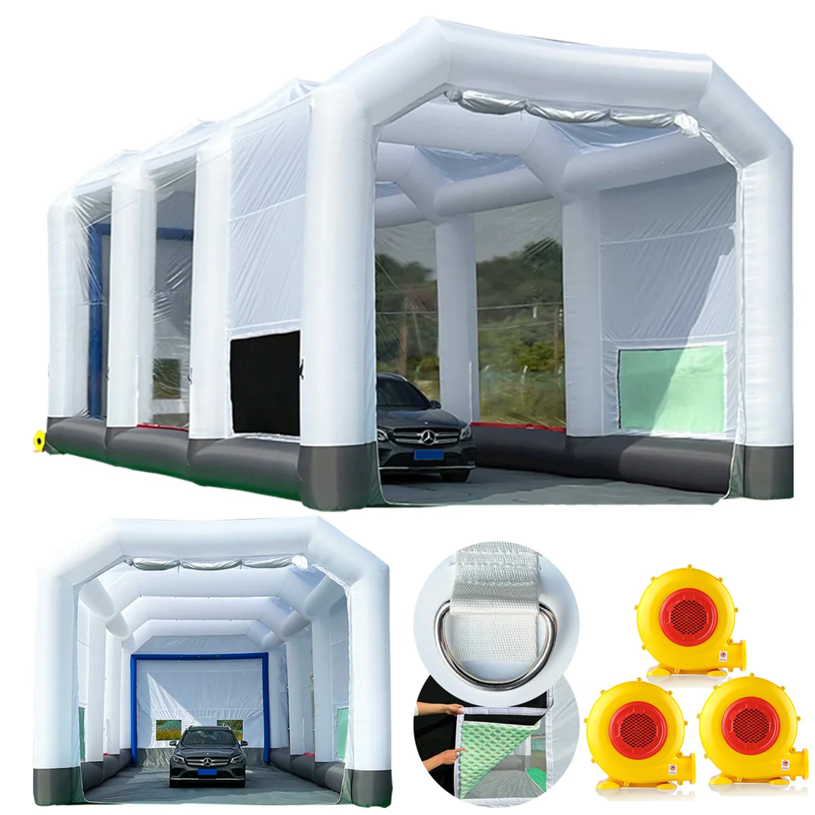 GORILLASPRO Inflatable Spray Paint Booth 40X20X13Ft with 3 Blowers (11