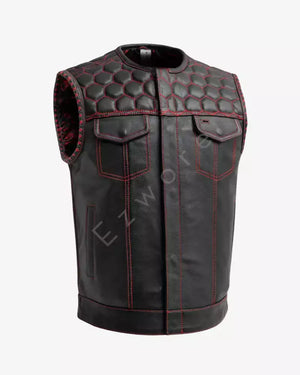 Men Red Diamond Stitch Club Vest - Ezwore - Red Vest For Men