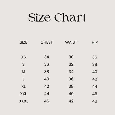 Inaayat size chart