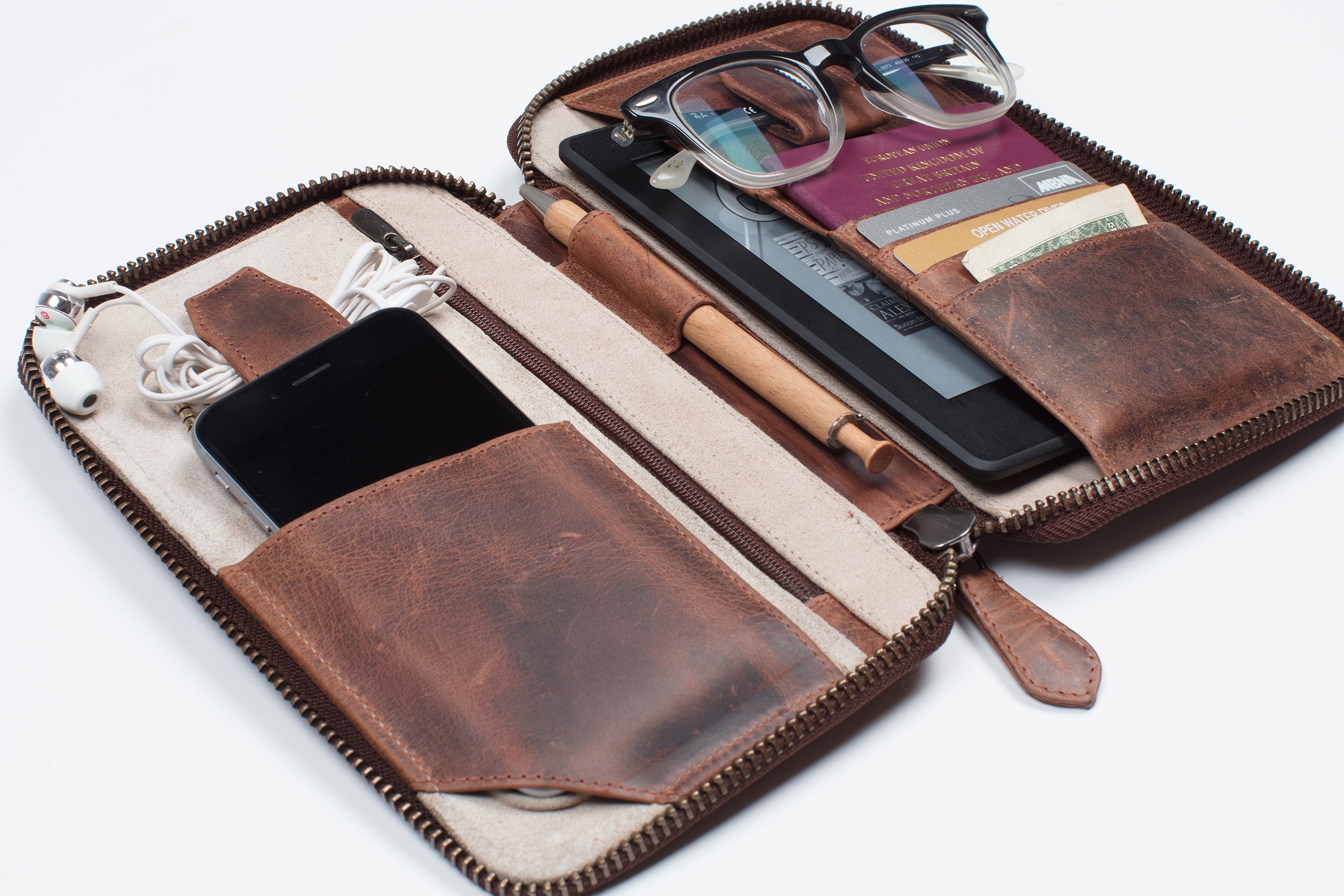 Travel Wallet Organizer - Cognac (3 sizes) - Lorton & Horn