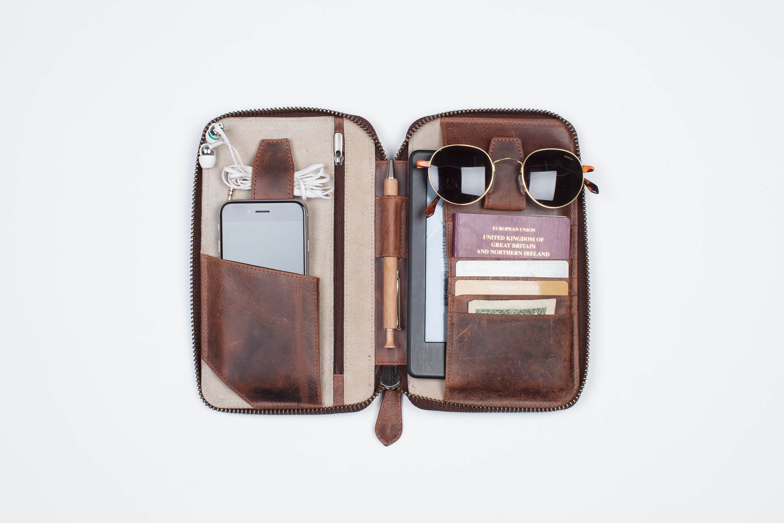 Travel Wallet Organizer - Cognac (5 sizes) - Lorton & Horn