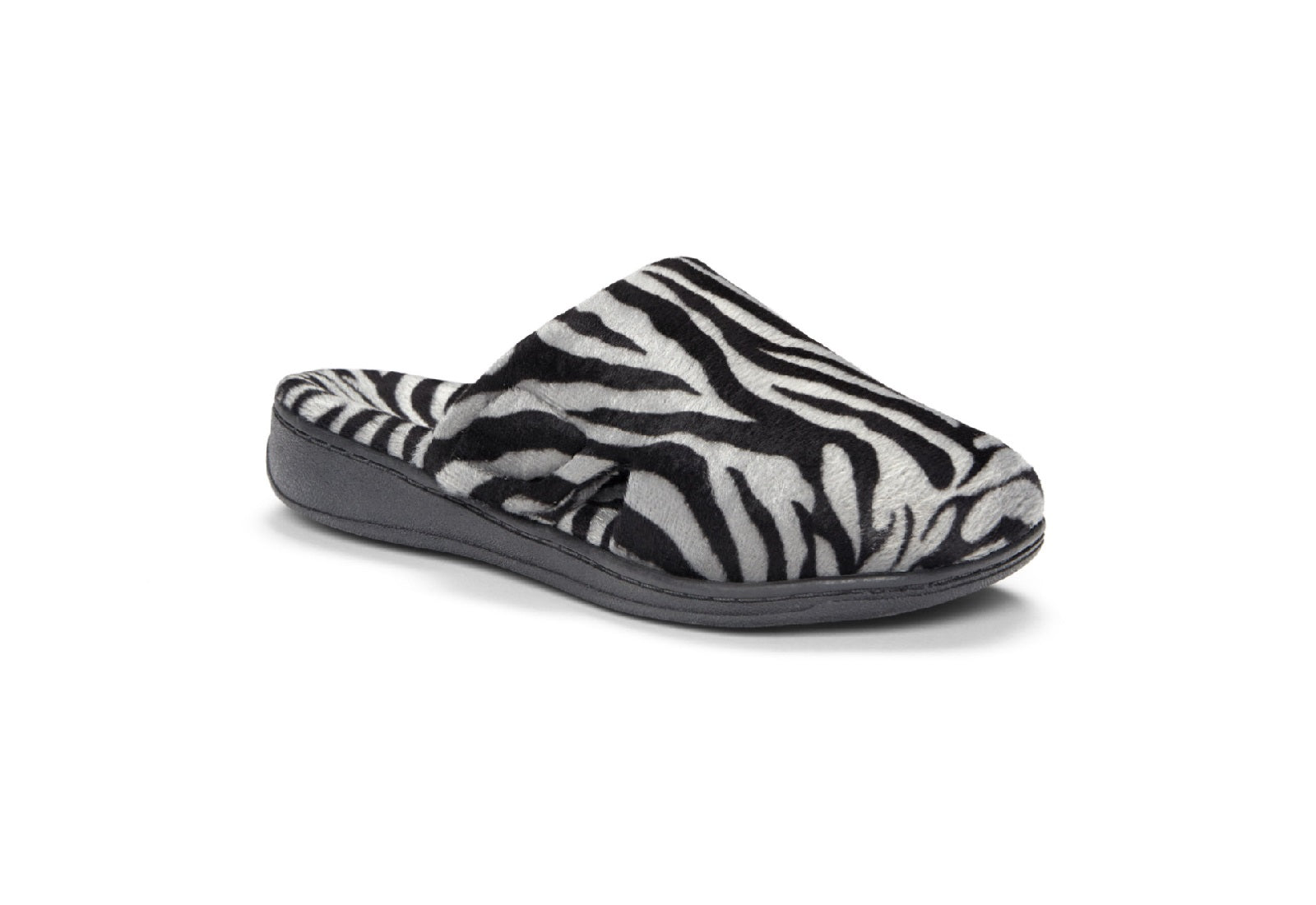 Vionic Women's Gemma Mule Slippers, Dark Grey Zebra