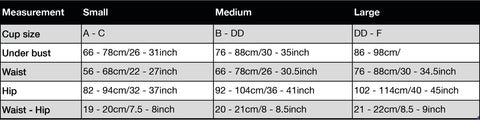 Bikini size chart