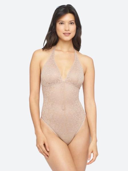 Yummie Cooper Halter V Neck Thong Bodysuit