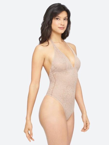 Yummie Cooper Halter V Neck Thong Bodysuit