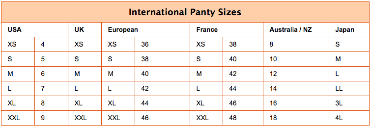 Panache Swimwear Bottoms Size Chart