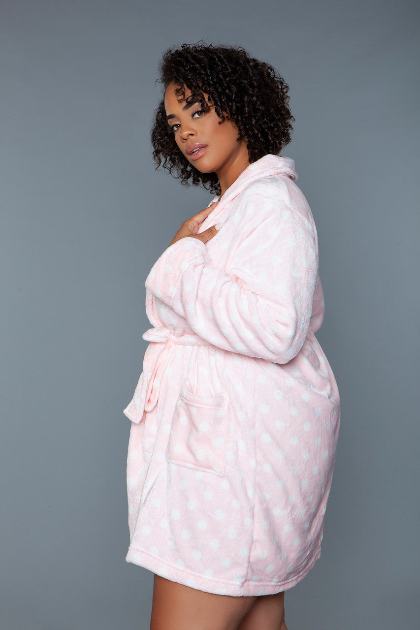 BeWicked Sleepwear Pink White / 2X/3X 2259 Kaylee Robe Pink White