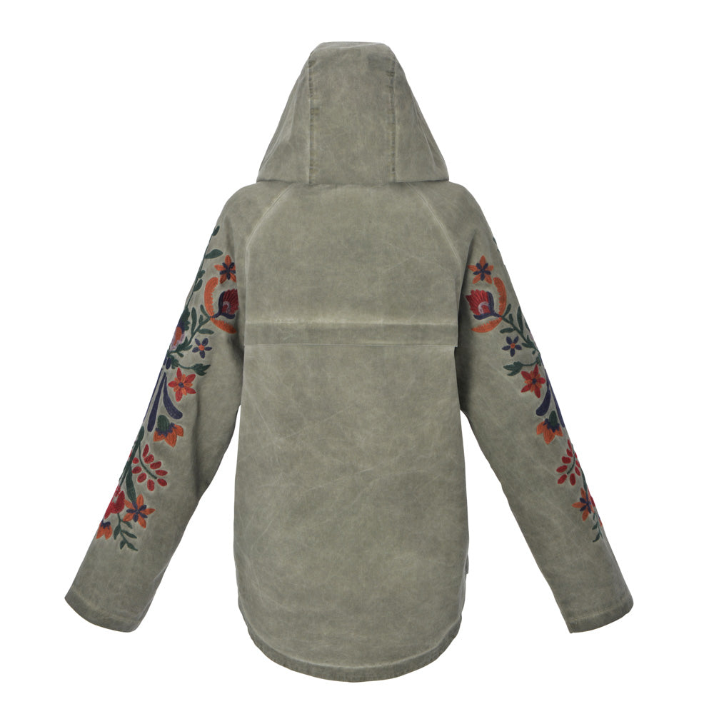 DRIFTWOOD Sweater Teddy Hoodie with Zipper Grey Embroidery