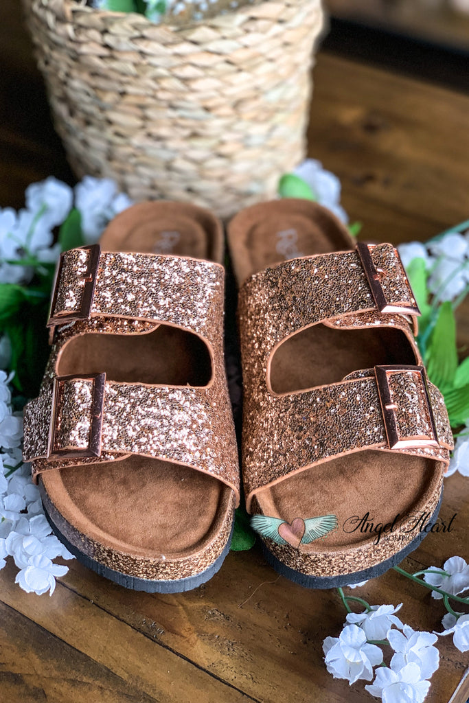 gold buckle sandals