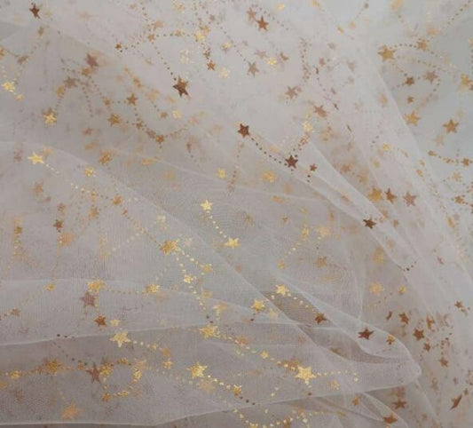 1Yard Gold Star Tulle Fabric,Soft Smooth Glitter Star Tulle Fabric,Bri –  uartcrafts