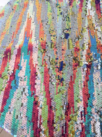 Newhigh Quality 1 Yard Multicolor Sequin Fabricstripe 