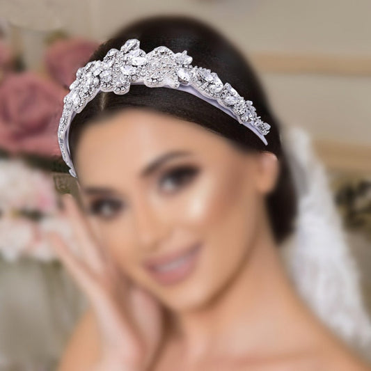 Gold Bridal headband diamond Forehead wedding hair vine Big rhinestone –  uartcrafts