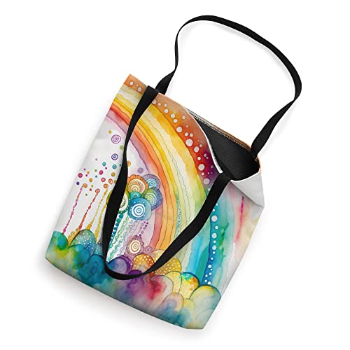 Abstract Watercolor Rainbow and Clouds Tote Bag
