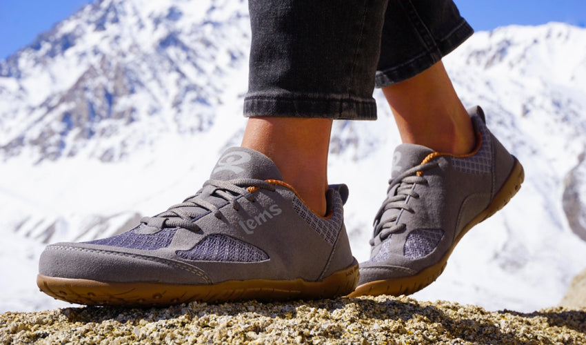 Lems Primal 2 Slate shoes are an example of foot-healthy footwear to help address crooked toes