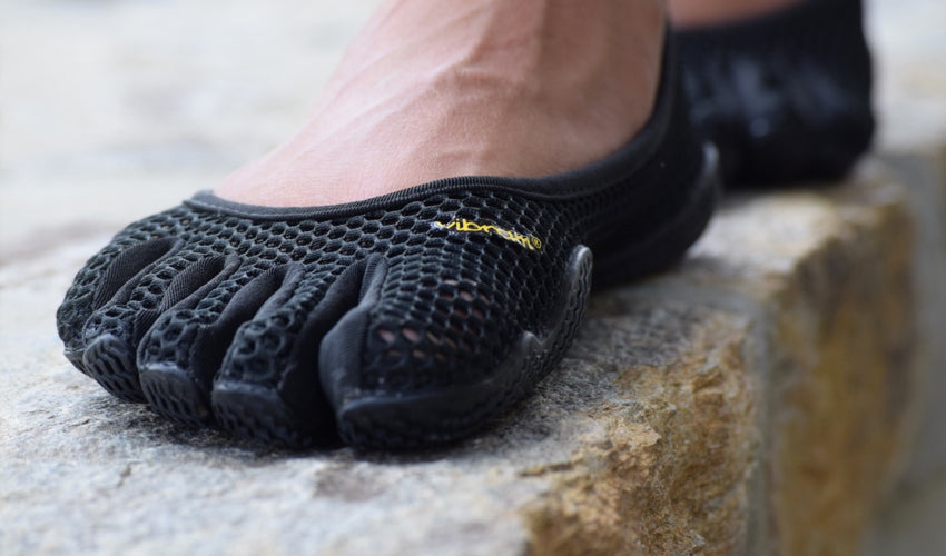 Close up view of the perforated upper of a Vibram FiveFingers VI-B toe shoe