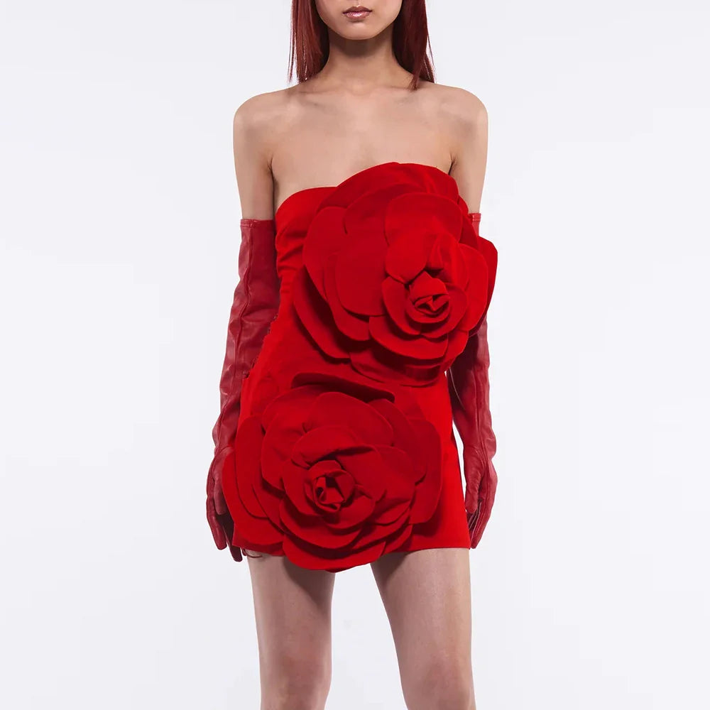 Stylish Strapless Mini Dress with Chic Patchwork Design