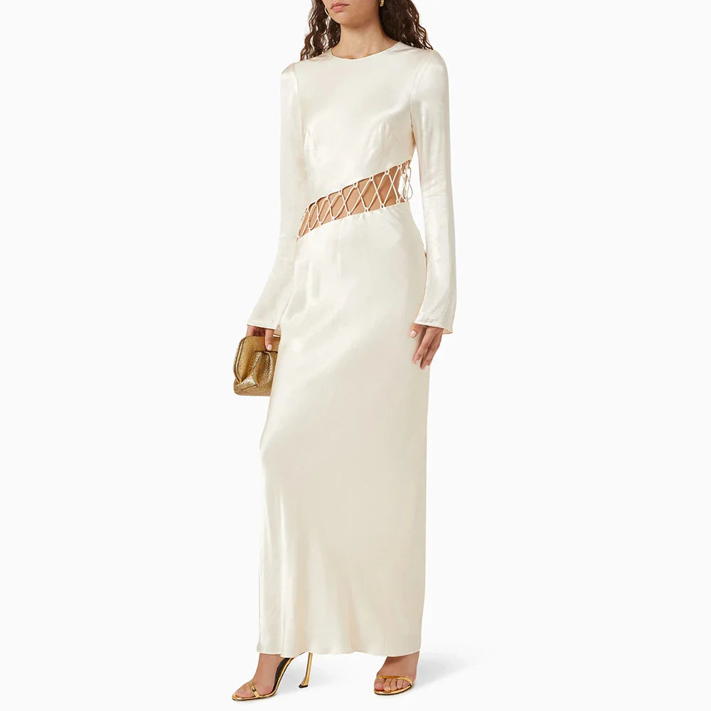 Elegant Hollow Out Lace-Up Dress for Women