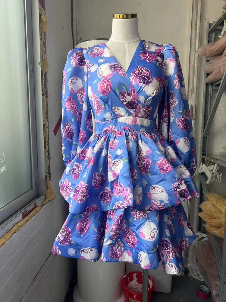 Elegant Floral V-Neck Dress for Women