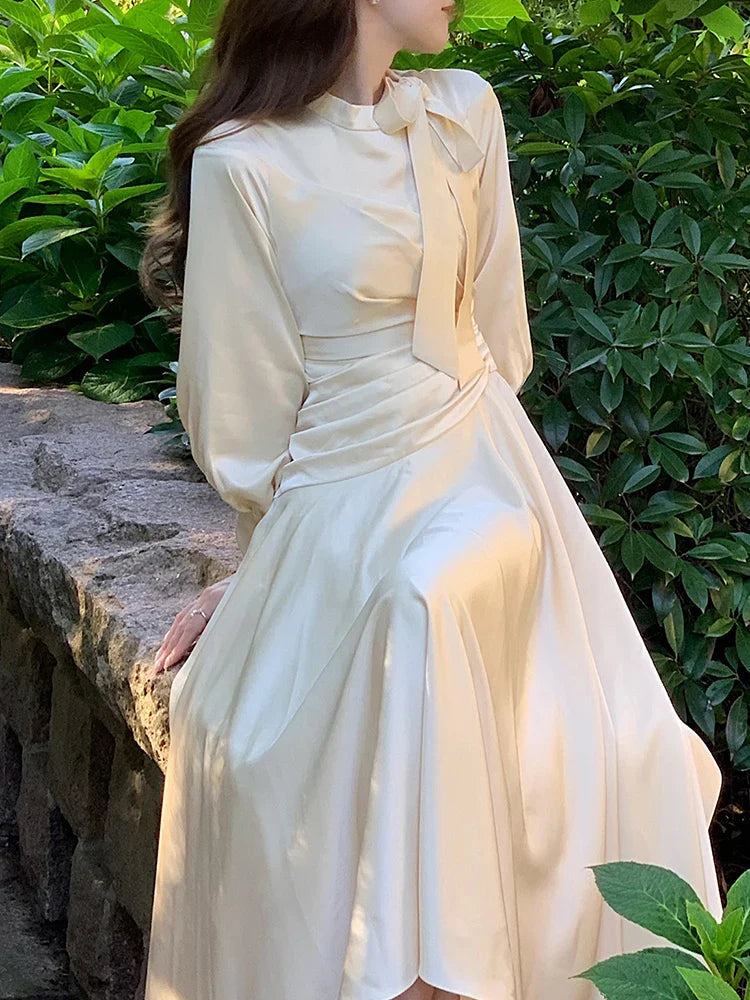 Elegant Chiffon Midi Dress - Spring Casual Vintage Style