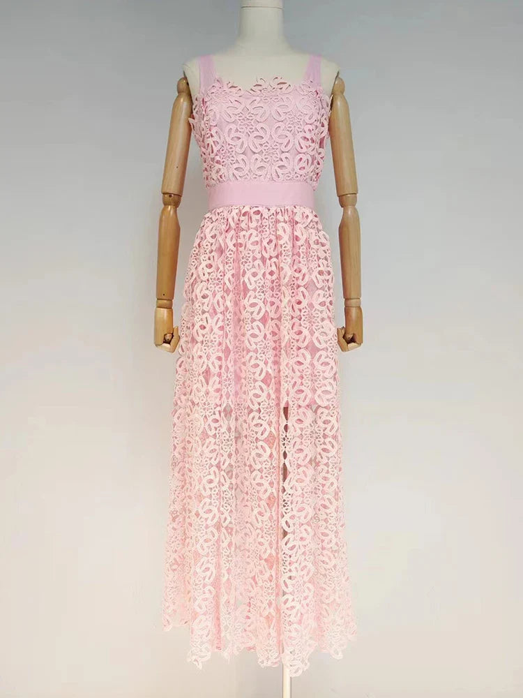 Chic Hollow Out Sleeveless Midi Dress for Women