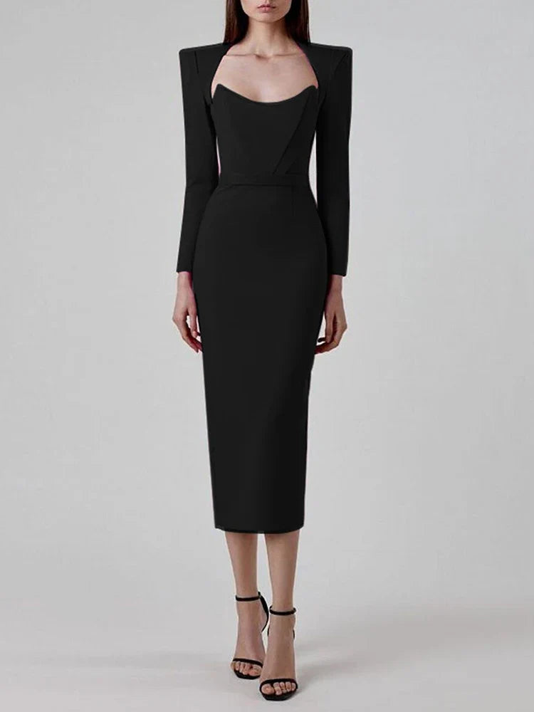 Elegant Slim Bodycon Long Sleeve Dress for Women