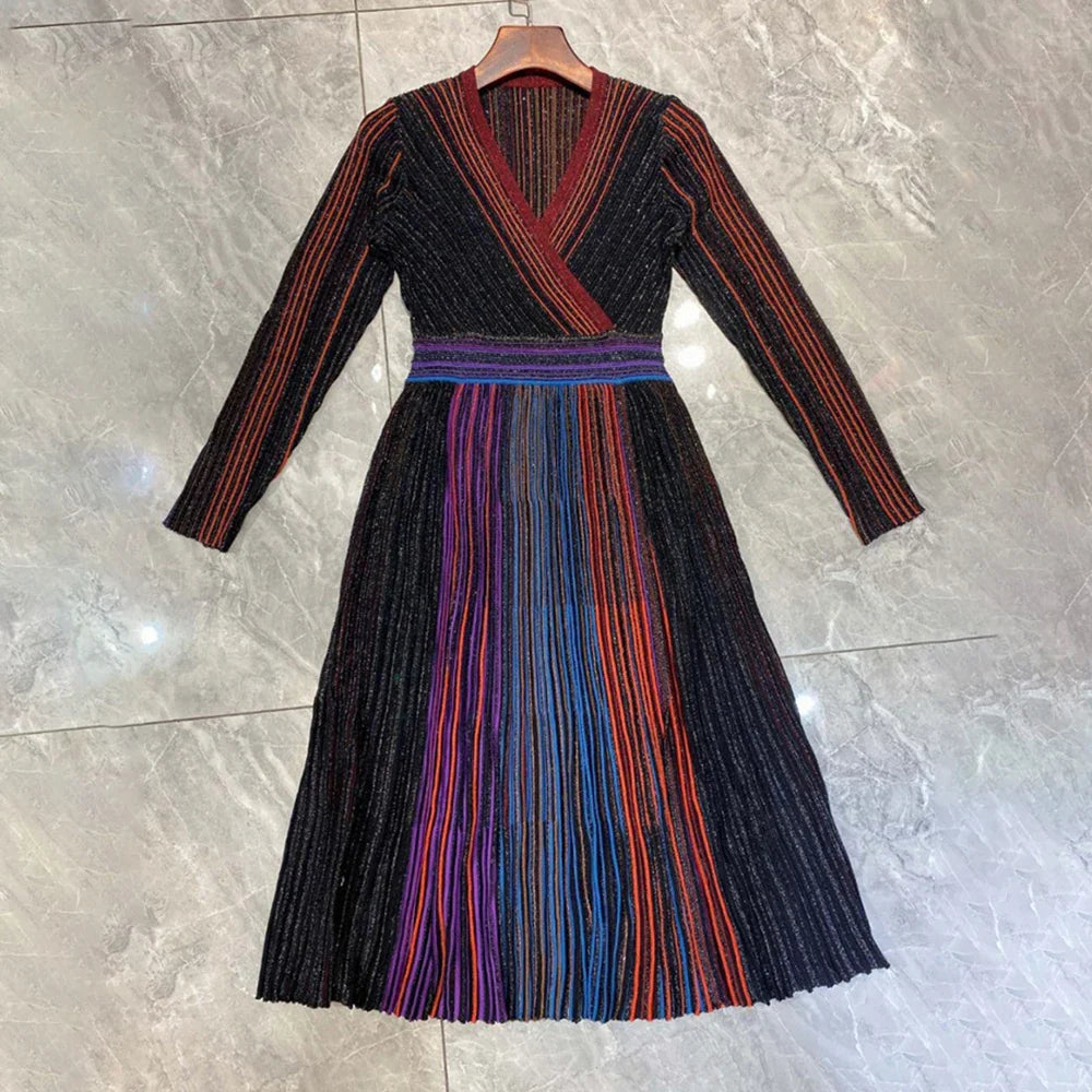 Elegant High-Waist Pleated Dress for Women