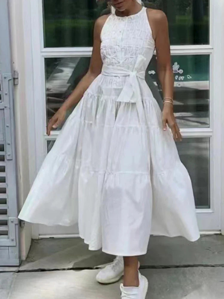 Chic Casual Summer Midi Dress with Bowknot Detail