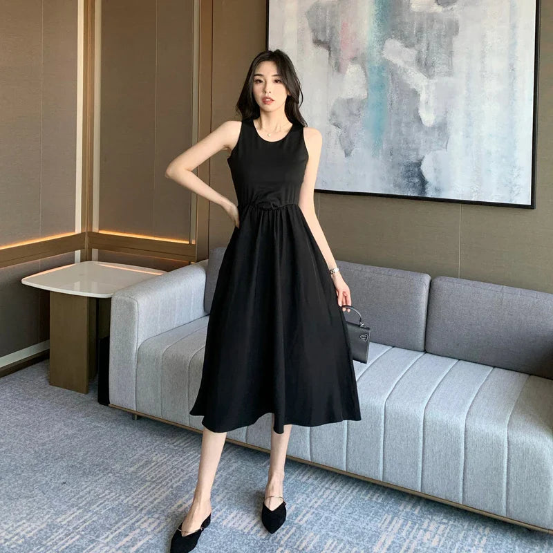 Elegant High Waist Sleeveless Maxi Dress for Women