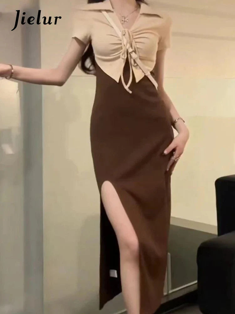 Summer Lace-Up Polo Neck Dress for Women