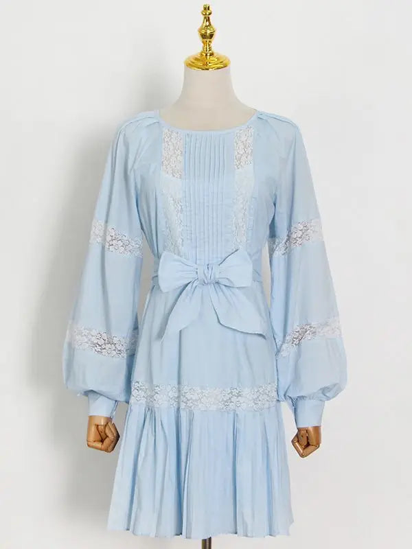 Korean Style Round Neck Loose Mini Dress for Women