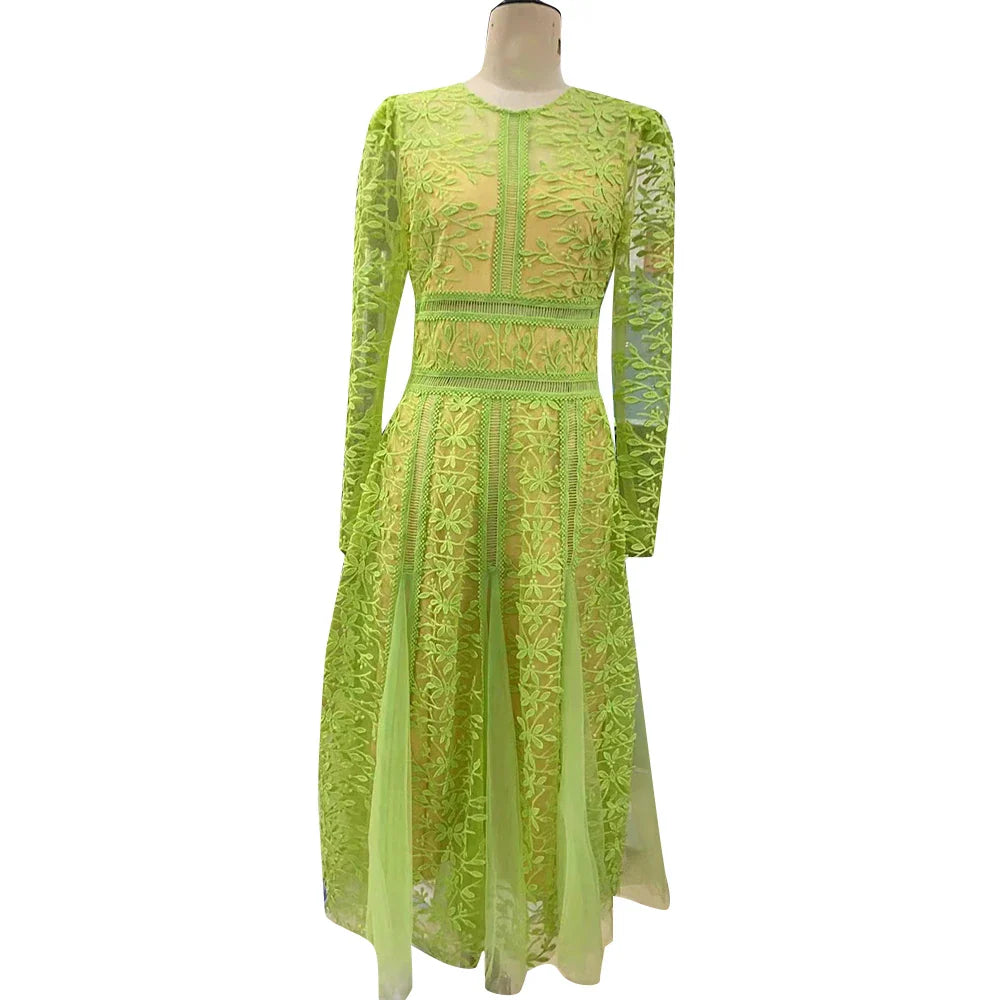 Chic High Waist Sheer Mesh Dress for Women