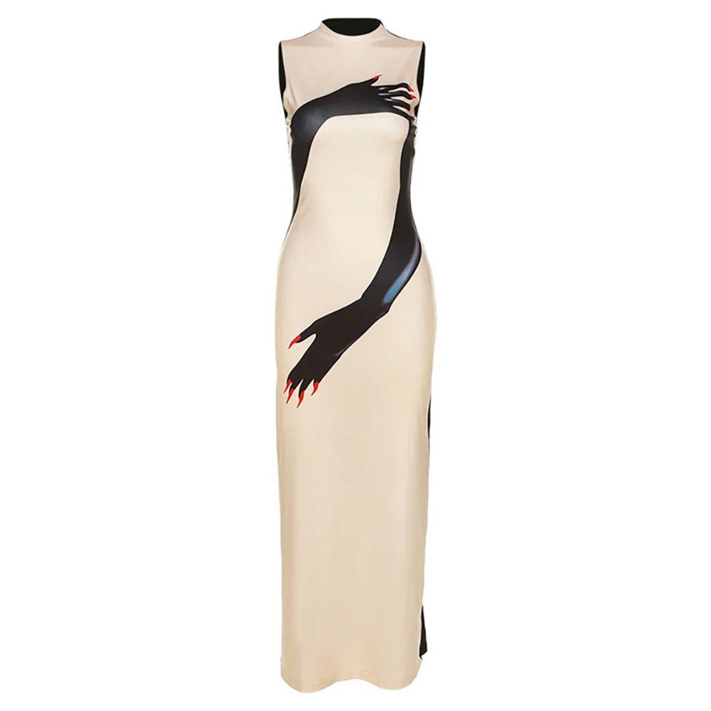 Chic Sleeveless Color-Block Maxi Dress for Women