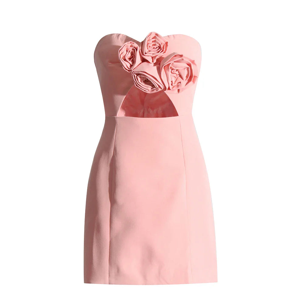 Chic Backless Mini Dress with Hollow Out Design