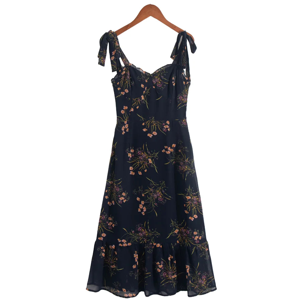 Floral Print Backless Camisole Dress for Women