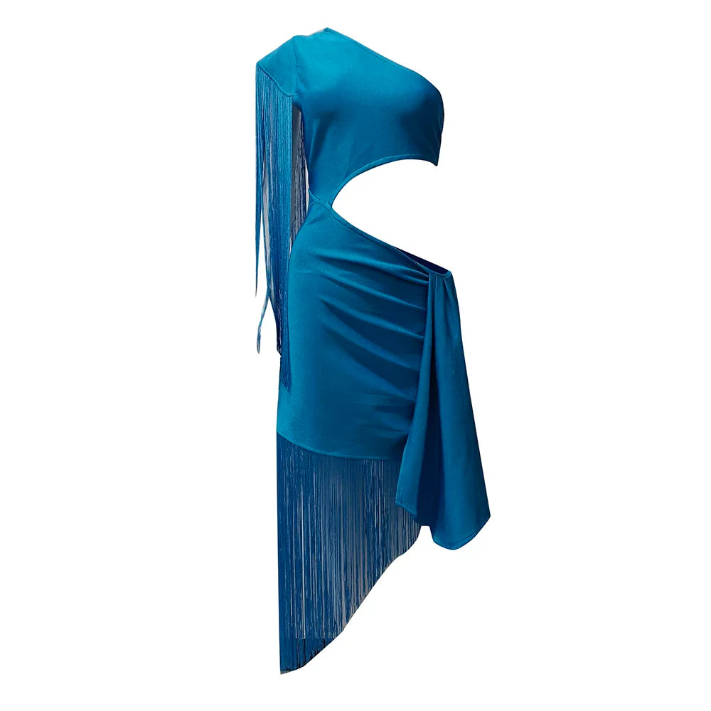 Elegant Diagonal Collar Hollow Out Sleeveless Dress for Women